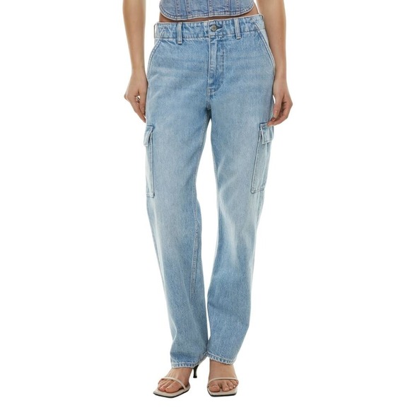 Denim Forum Denim - Denim Forum Jeans Womens Size 23 Cargo Blue Denim 90s Edie Low Rise‎ Y2K Cotton